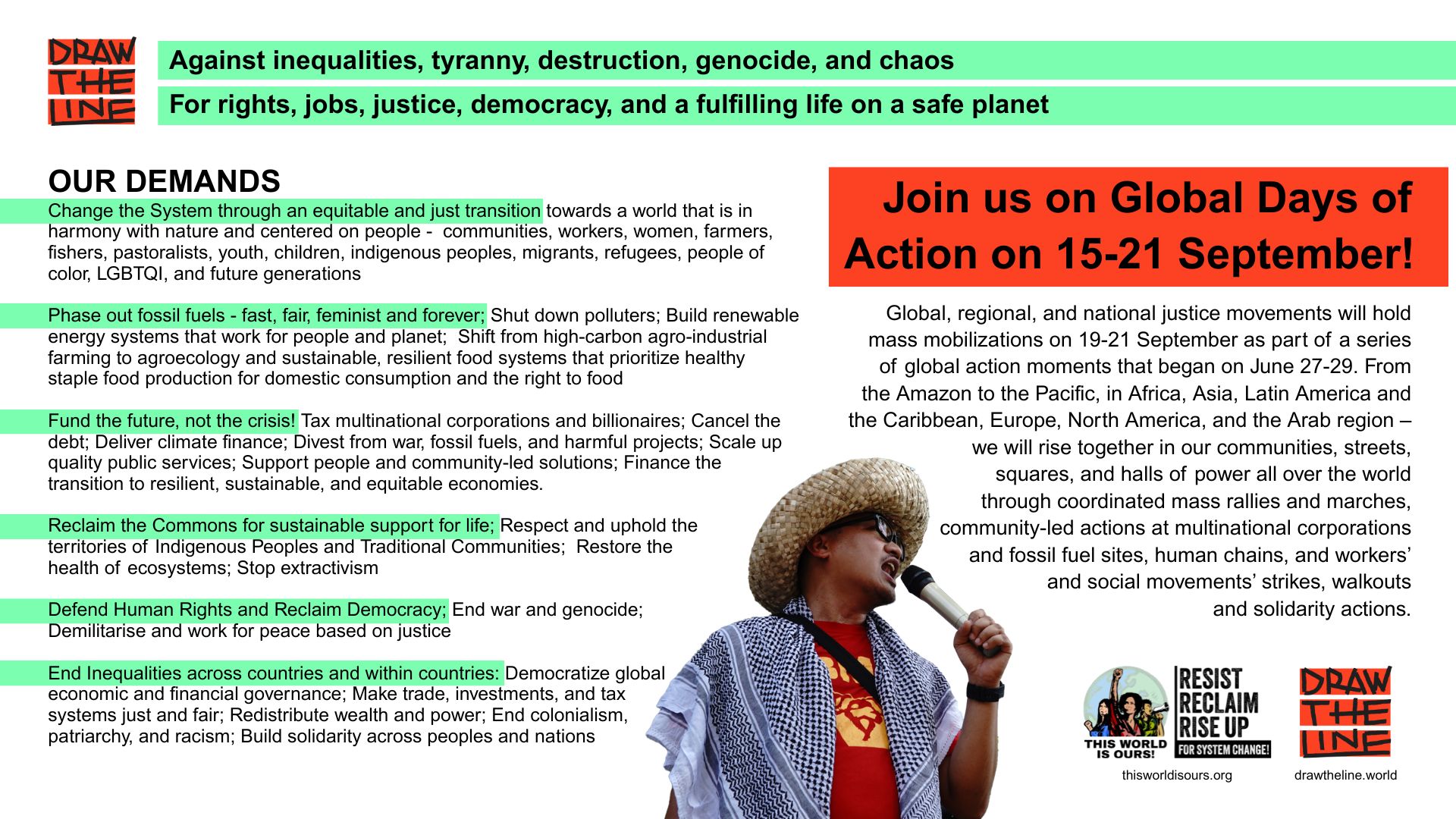Global Week of Action #DrawTheLine (September Mobilisations