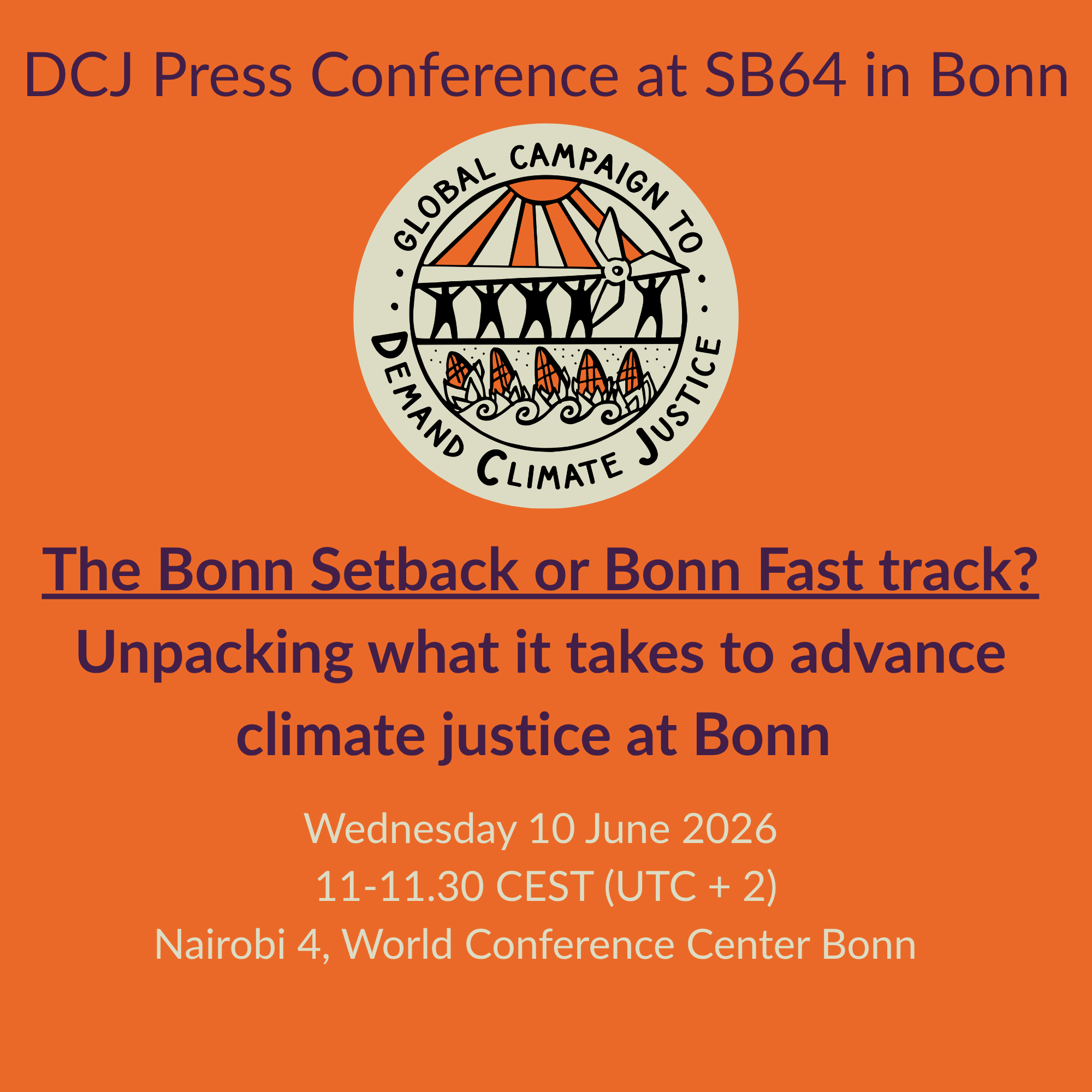 Media Advisory: The Bonn Setback or Bonn Fast track?